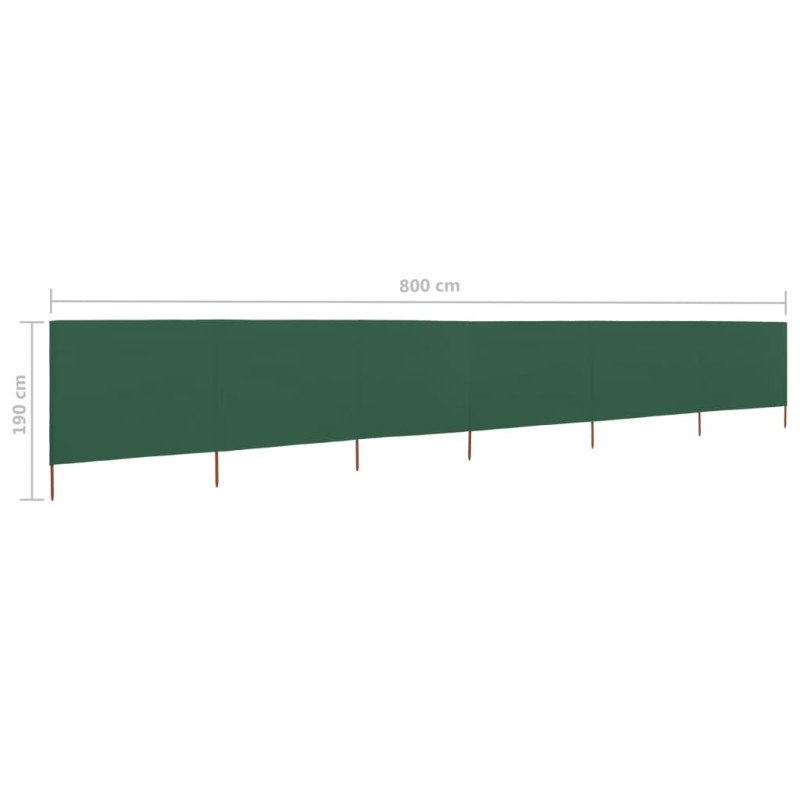 vidaXL 6-panelová zábrana proti vetru látková 800x160 cm zelená