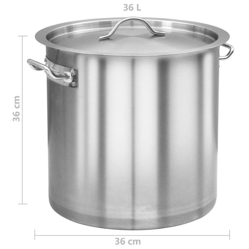 vidaXL Hrniec na polievku 36 l 36x36 cm, nehrdzavejúca oceľ