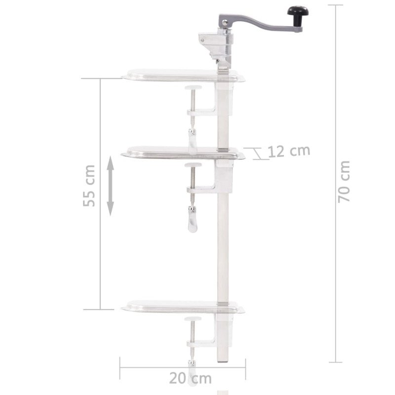 vidaXL Otvárač na konzervy strieborný 70 cm hliník a nehrdzavejúca oceľ