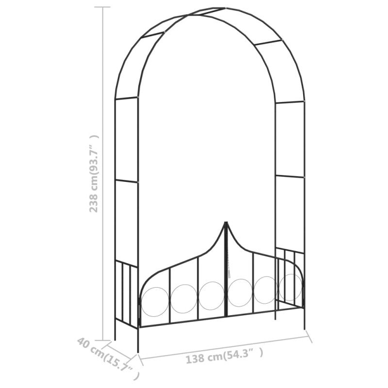 vidaXL Záhradná pergola s bránou čierna 138x40x238 cm železná 