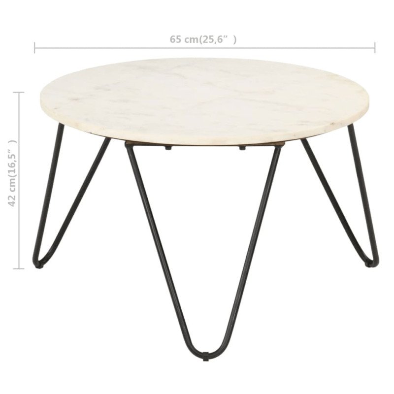 vidaXL Konferenčný stolík biely 65x65x42 cm pravý kameň s mramorovou textúrou 