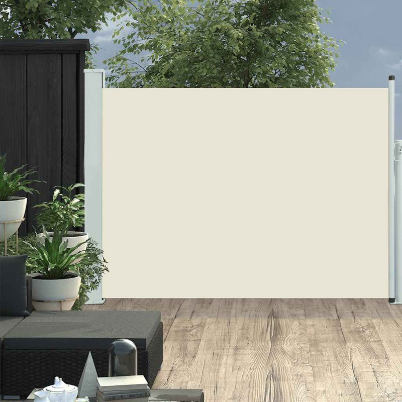 vidaXL Zaťahovacia bočná markíza na terasu 100x500 cm, krémová