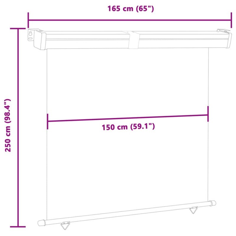 vidaXL Bočná markíza na balkón 160x250 cm, čierna