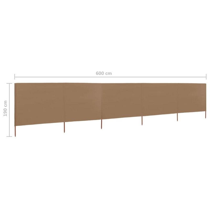 vidaXL 5-panelová zábrana proti vetru látková 600x160 cm sivo-hnedá