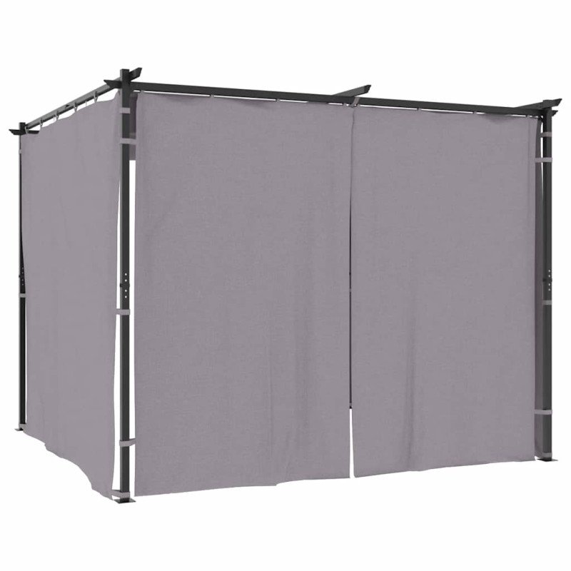 vidaXL Altánok so závesmi 3x3 m, antracitový, oceľ