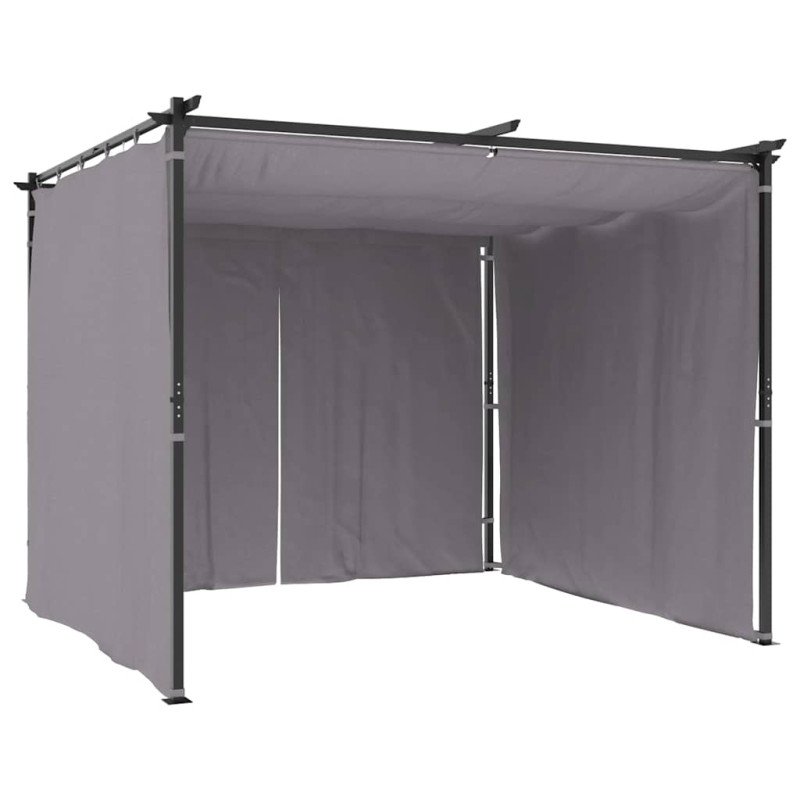 vidaXL Altánok so závesmi 3x3 m, antracitový, oceľ