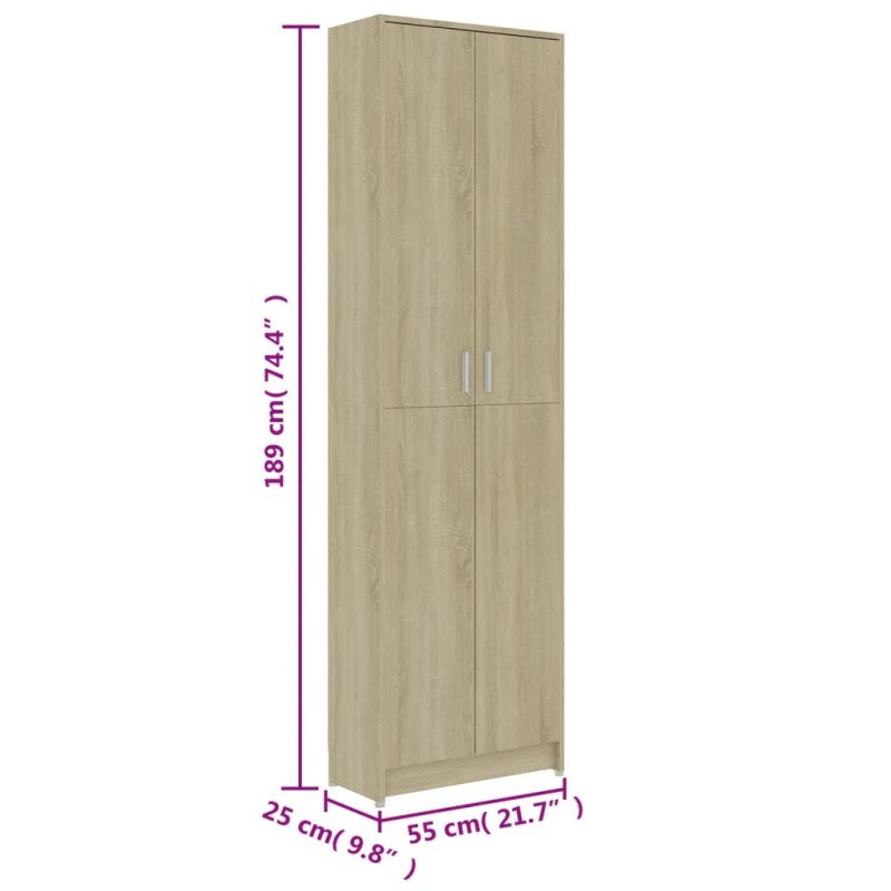 vidaXL Šatník do chodby, dub sonoma 55x25x189 cm, kompozitné drevo
