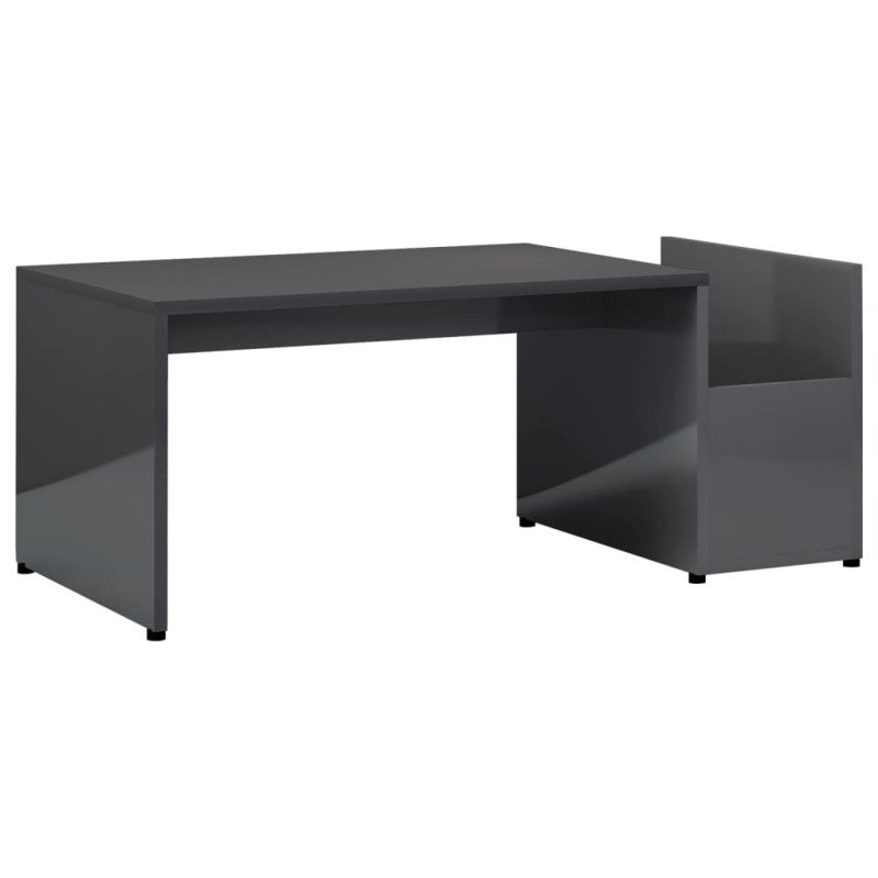 vidaXL Konferenčný stolík lesklý sivý 90x45x35 cm drevotrieska