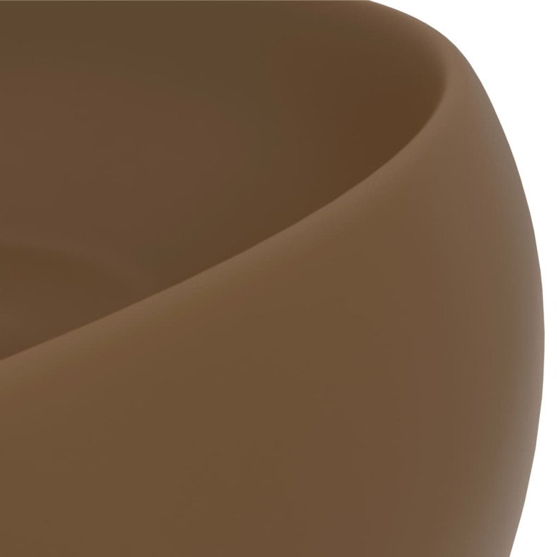 vidaXL Luxusné umývadlo, okrúhle, matné krémové 40x15 cm, keramika
