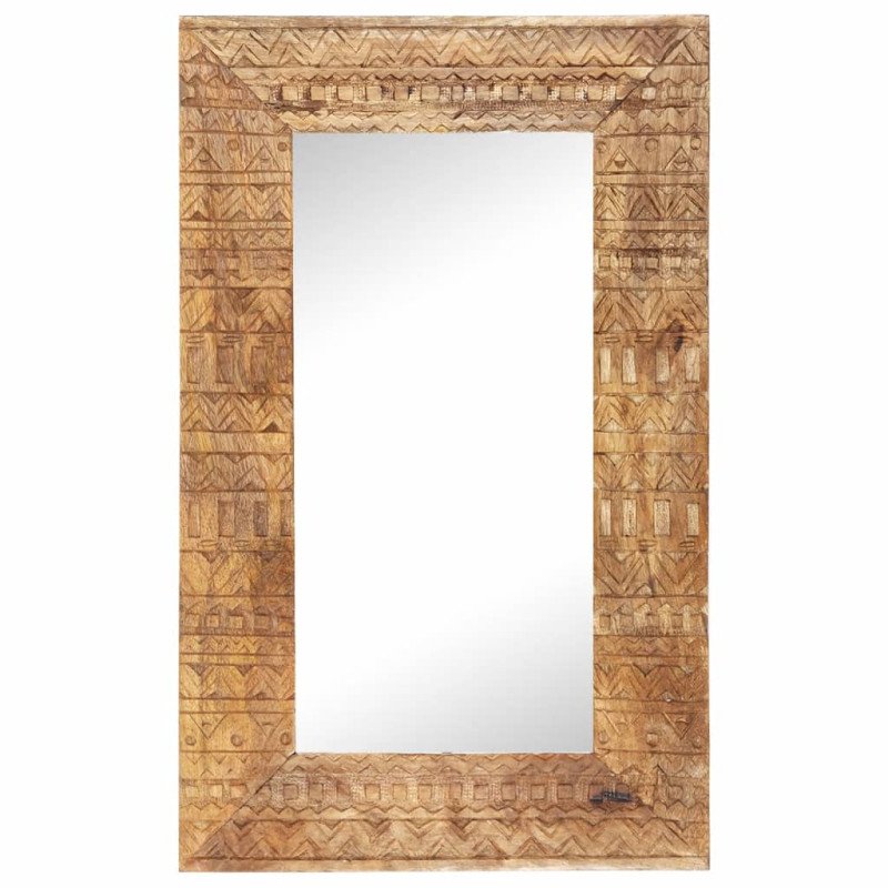 vidaXL Ručne vyrezávané zrkadlo 80x50x2,5cm masívne mangovníkové drevo