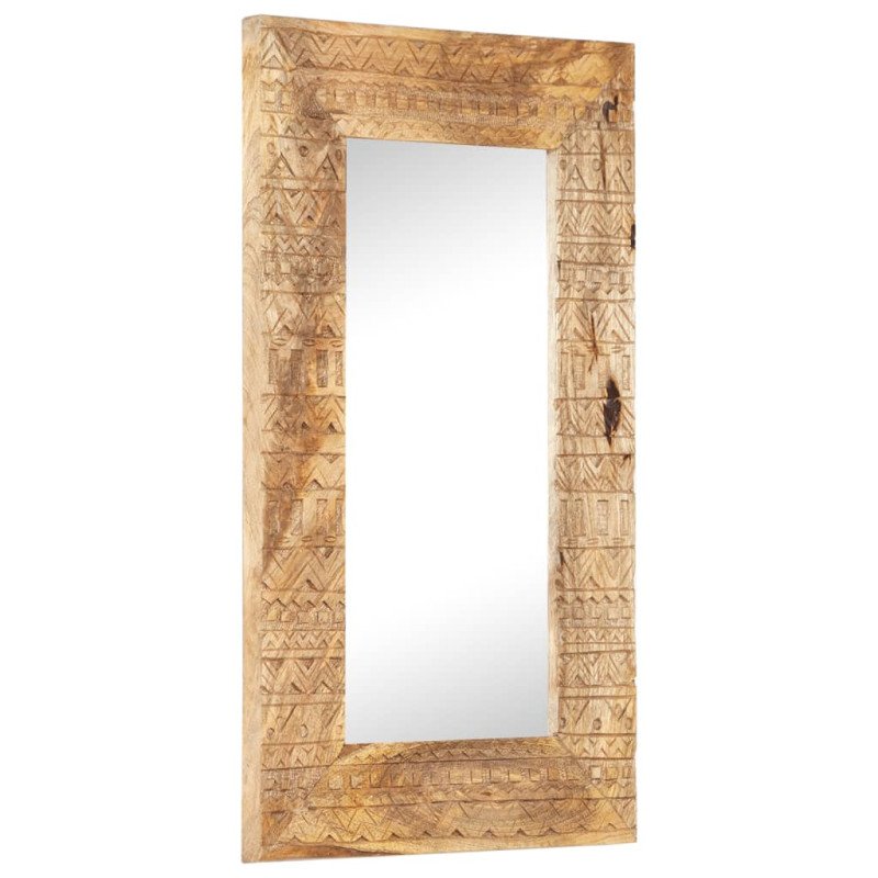 vidaXL Ručne vyrezávané zrkadlo 80x50x2,5cm masívne mangovníkové drevo