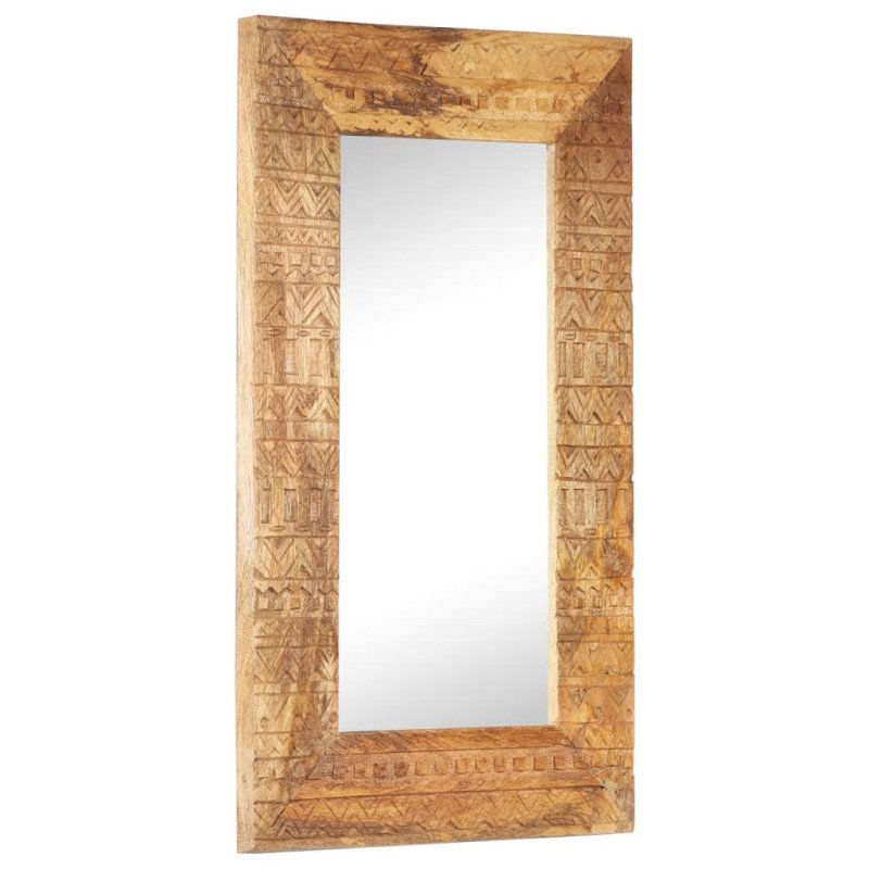 vidaXL Ručne vyrezávané zrkadlo 80x50x2,5cm masívne mangovníkové drevo