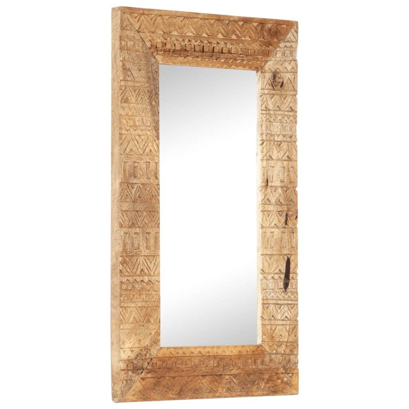 vidaXL Ručne vyrezávané zrkadlo 80x50x2,5cm masívne mangovníkové drevo
