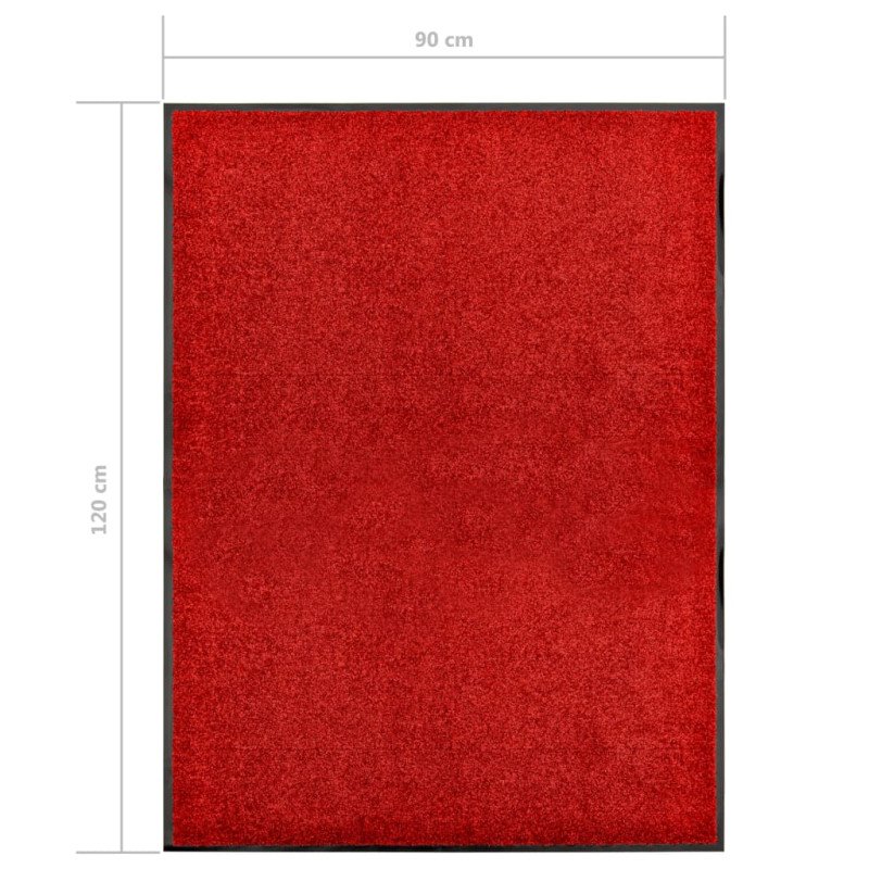 vidaXL Rohožka, prateľná, červená 90x120 cm