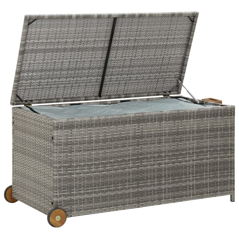 vidaXL Záhradný úložný box, svetlosivý 120x65x61 cm, polyratan