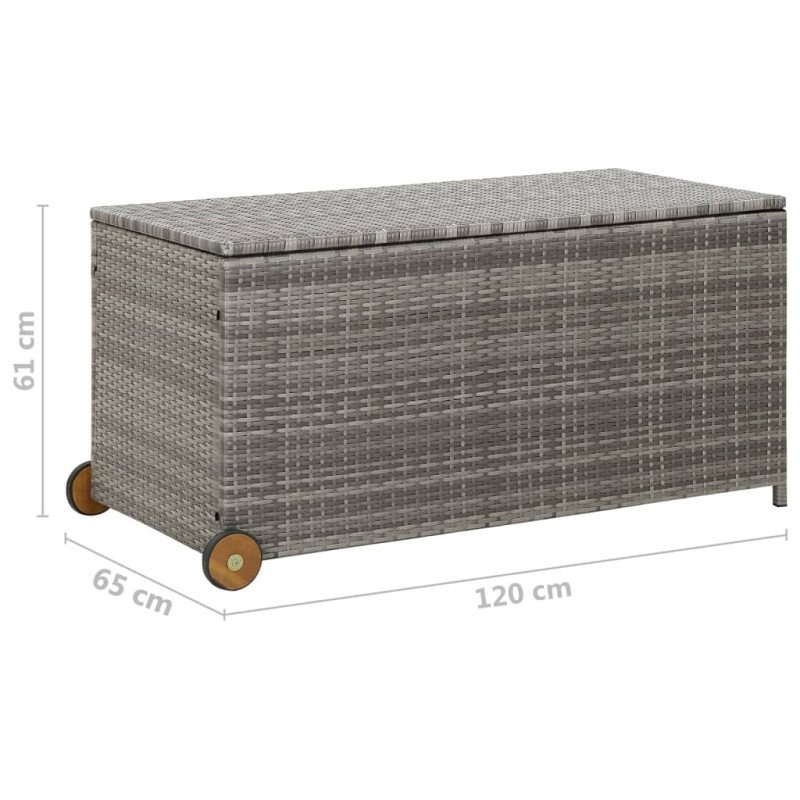 vidaXL Záhradný úložný box, svetlosivý 120x65x61 cm, polyratan