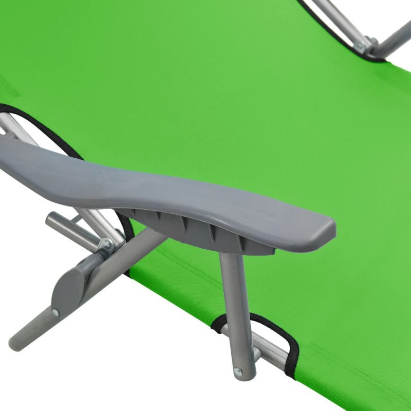 vidaXL Skladacie ležadlo so strieškou oceľové zelené