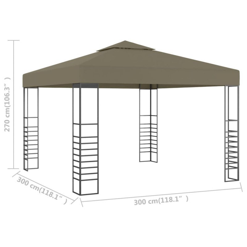 vidaXL Záhradný stan 3x3 m, sivohnedý 180 g/m²