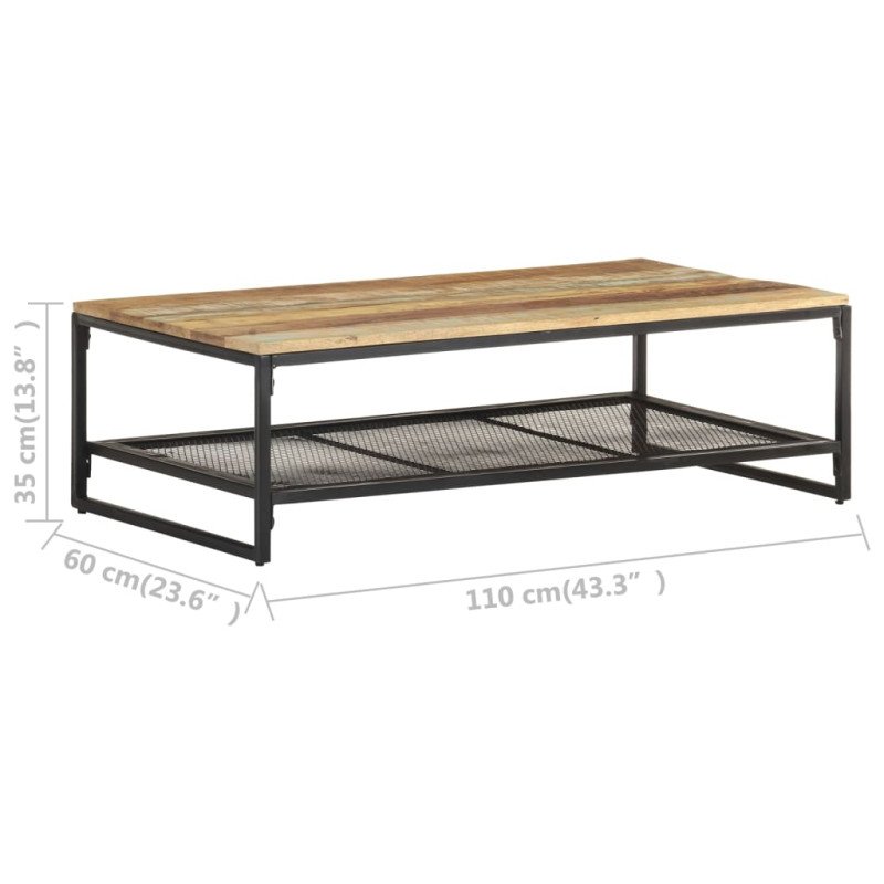 vidaXL Konferenčný stolík 110x60x35 cm, recyklovaný masív