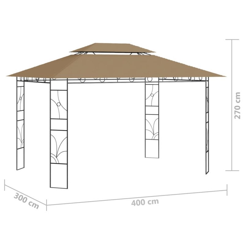 vidaXL Altánok 4x3x2,7 m sivohnedý 160 g/m²