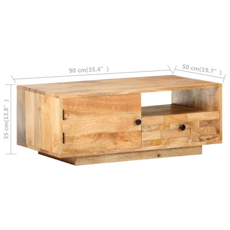 vidaXL Konferenčný stolík 90x50x35 cm mangovníkový masív