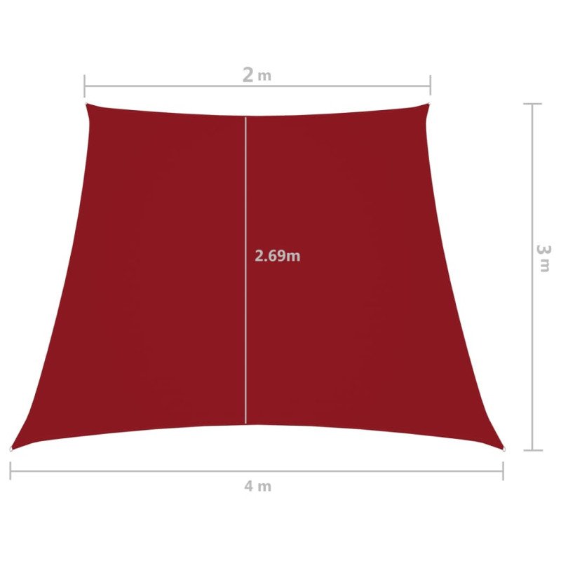 vidaXL Tieniaca plachta, oxford, lichobežníková 2/4x3 m, červená