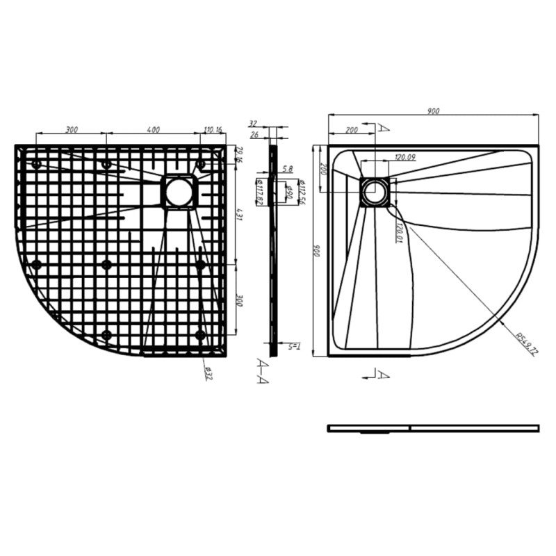 vidaXL Sprchová vanička SMC čierna 90x90 cm