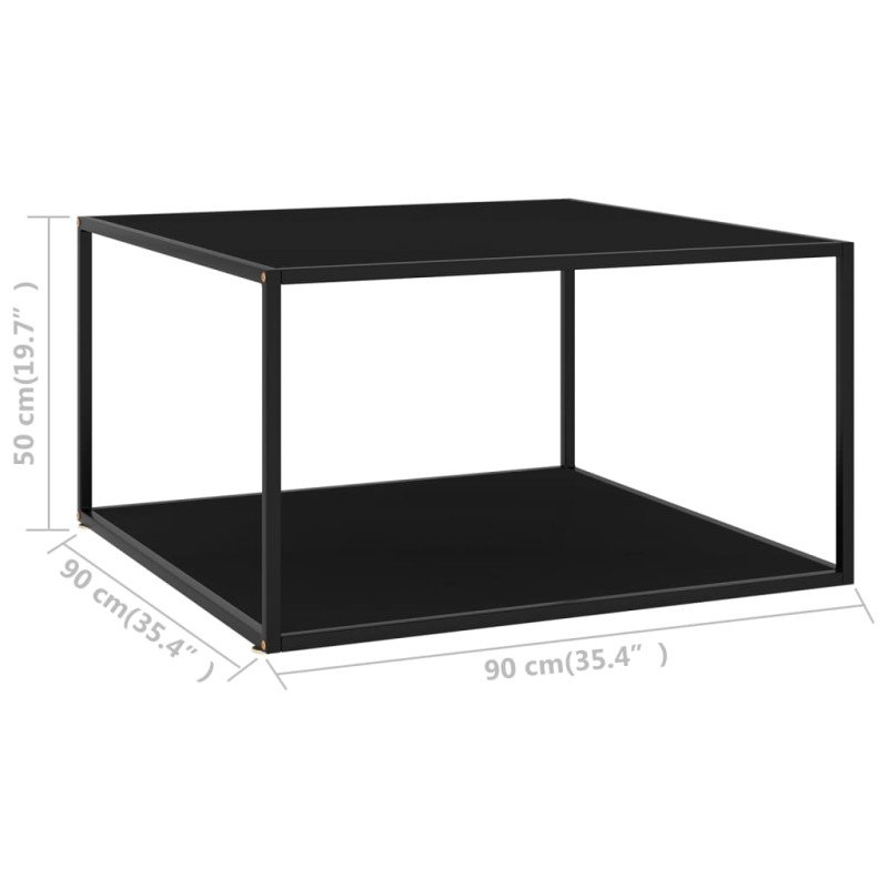 vidaXL Konferenčný stolík, čierny, čierne sklo 90x90x50 cm