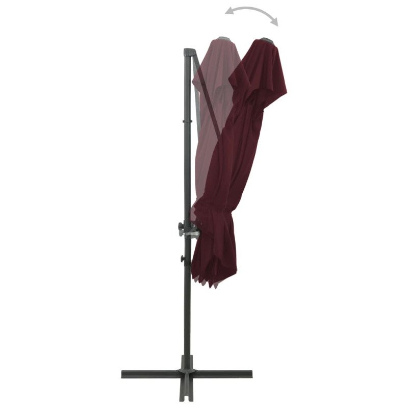 vidaXL Závesný slnečník s dvojitou strieškou bordovo-červený 250x250 cm 