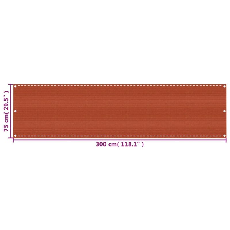 vidaXL Balkónová markíza oranžová 75x300 cm HDPE