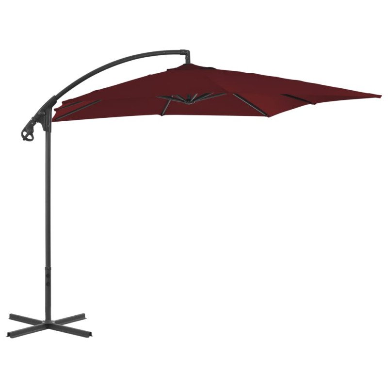 vidaXL Závesný slnečník s oceľovou tyčou 250x250 cm, vínovo červený