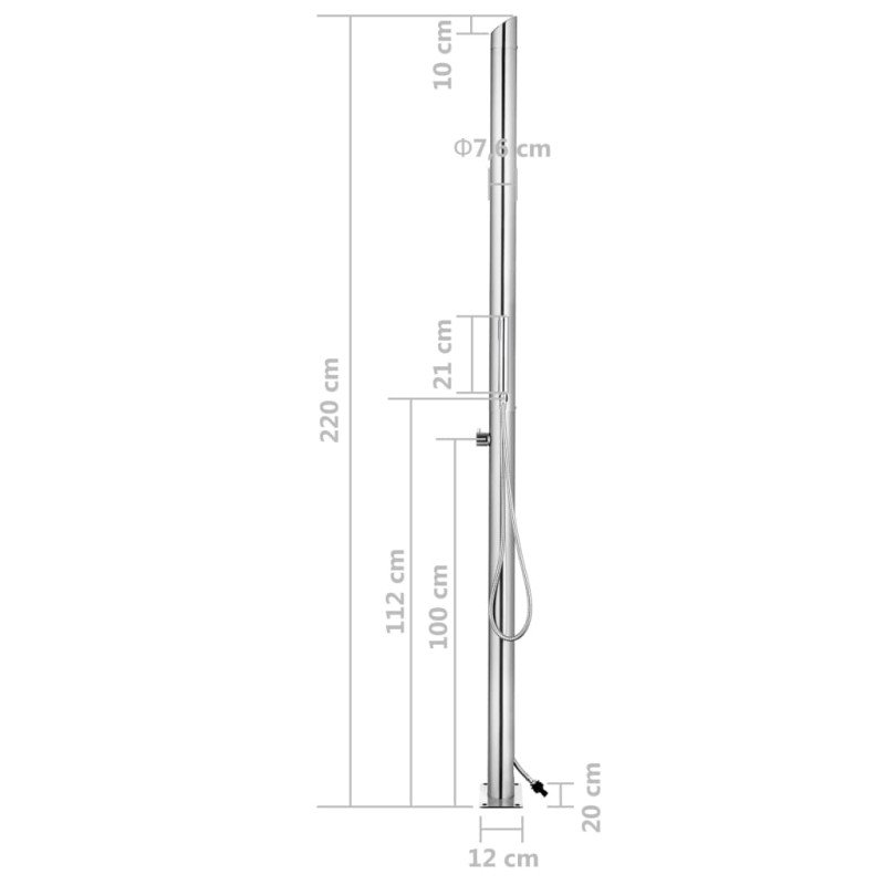vidaXL Záhradná sprcha 220 cm nehrdzavejúca oceľ