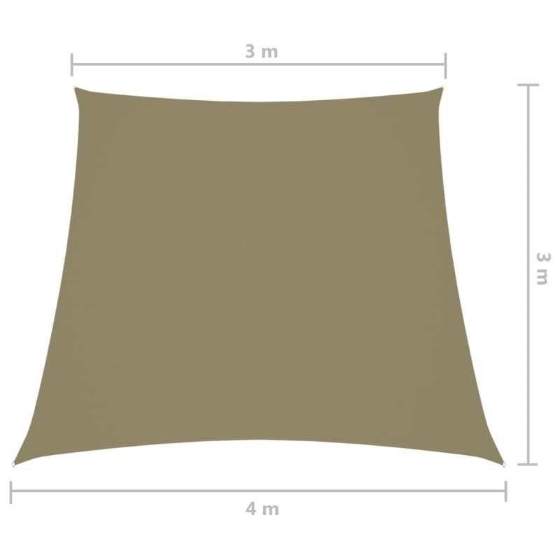 vidaXL Tieniaca plachta, oxford, lichobežníková 3/4x3 m, béžová