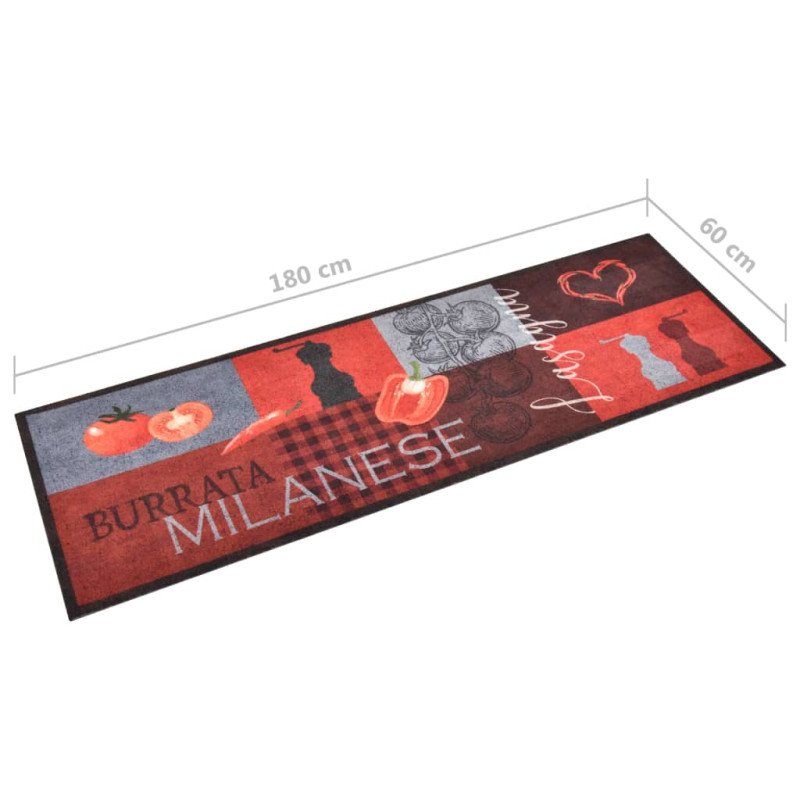 vidaXL Kuchynský koberec prateľný rajčinový dizajn 60x180 cm