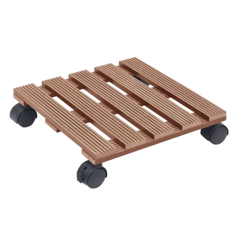vidaXL Vozíky pod kvetináče 2 ks hnedé 30x30x7,5 cm WPC