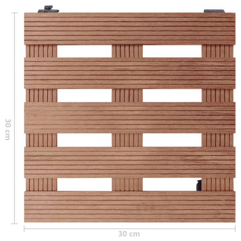 vidaXL Vozíky pod kvetináče 2 ks hnedé 30x30x7,5 cm WPC