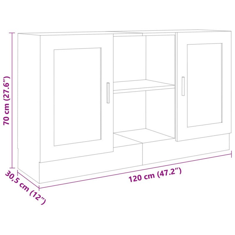 vidaXL Komoda, biela 120x30,5x70 cm, kompozitné drevo