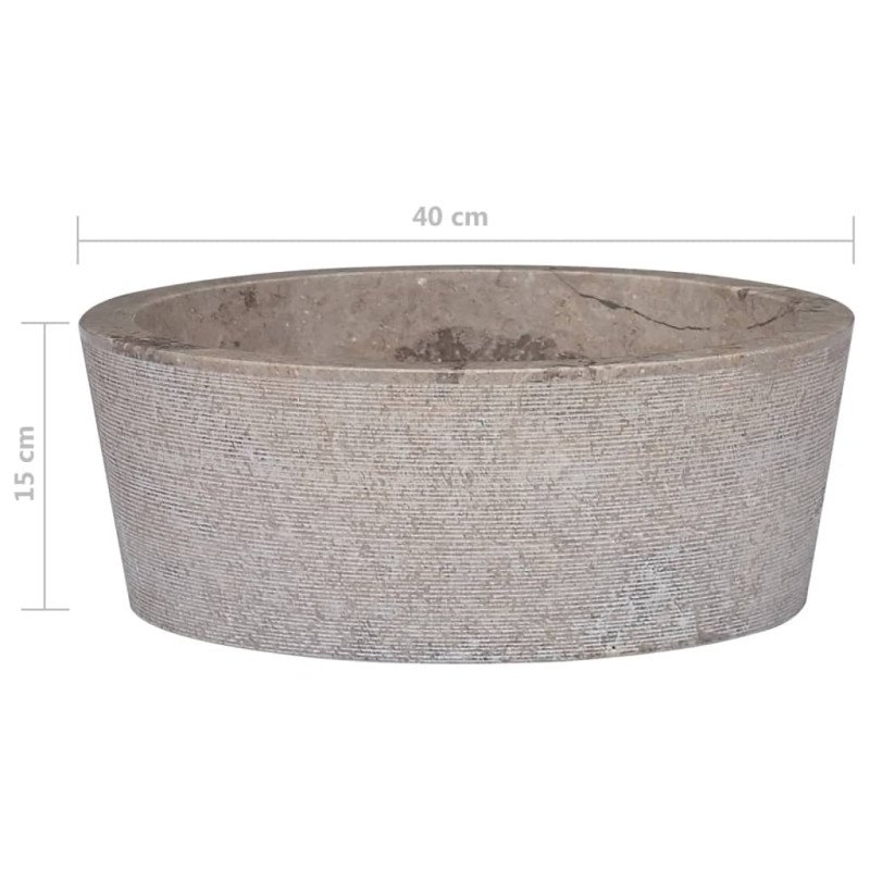 vidaXL Umývadlo sivé Ø40x15 cm mramor