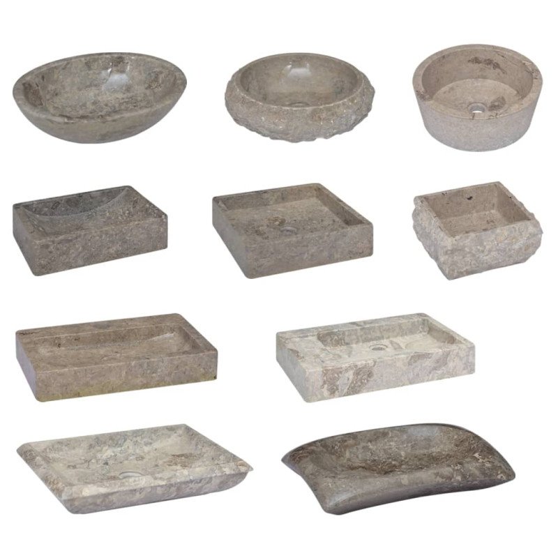 vidaXL Umývadlo sivé Ø40x15 cm mramor