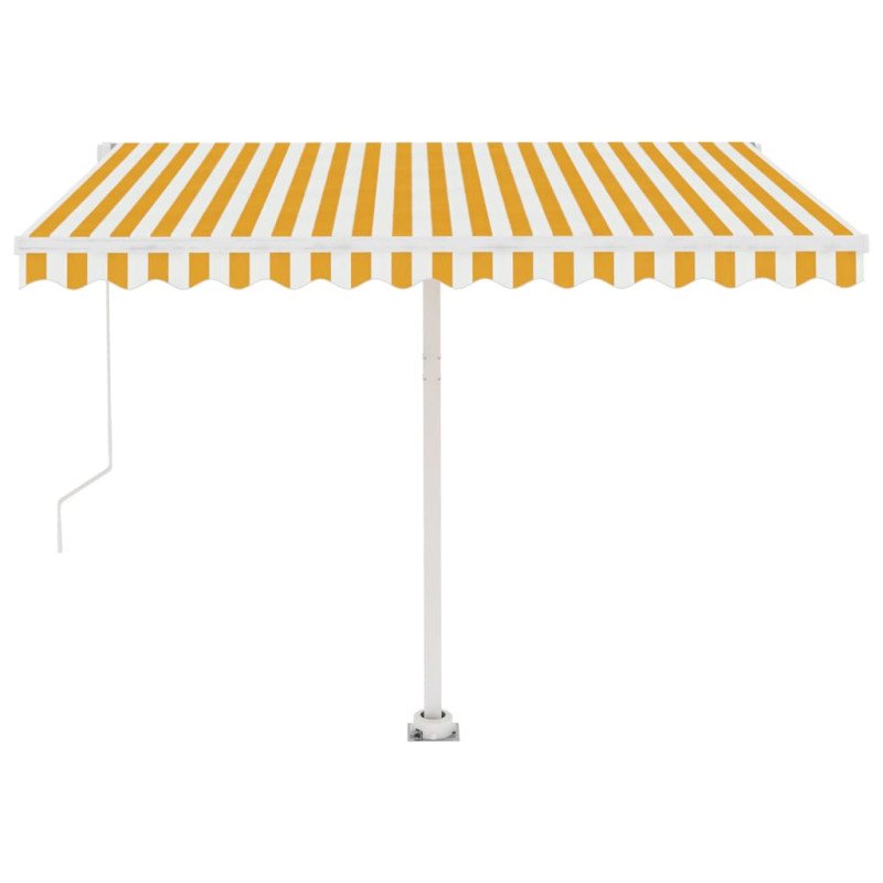 vidaXL Voľne stojaca ručne zaťahovacia markíza 300x250 cm, žlto biela