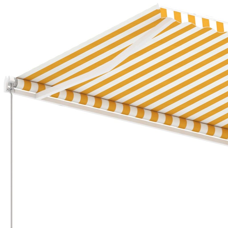 vidaXL Voľne stojaca ručne zaťahovacia markíza 300x250 cm, žlto biela