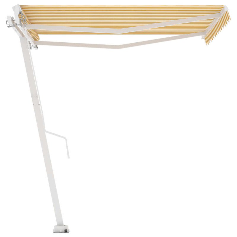vidaXL Voľne stojaca ručne zaťahovacia markíza 300x250 cm, žlto biela