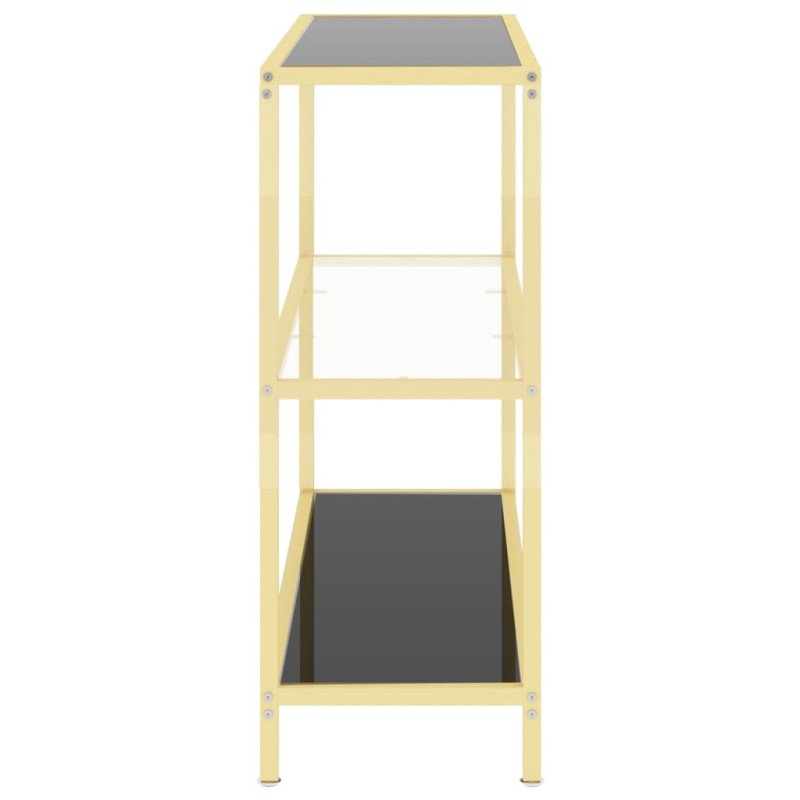 vidaXL Policový regál, čierny a priehľadný 100x36x90 cm, tvrdené sklo
