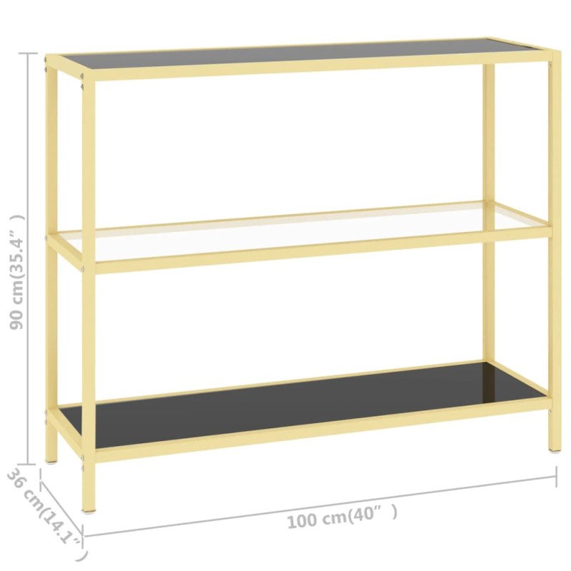 vidaXL Policový regál, čierny a priehľadný 100x36x90 cm, tvrdené sklo