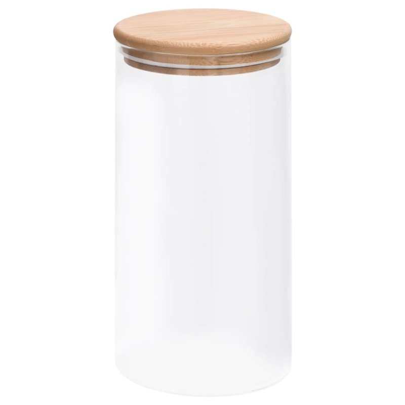 vidaXL Skladovacie sklenené poháre s bambusovými viečkami 4 ks 1200 ml
