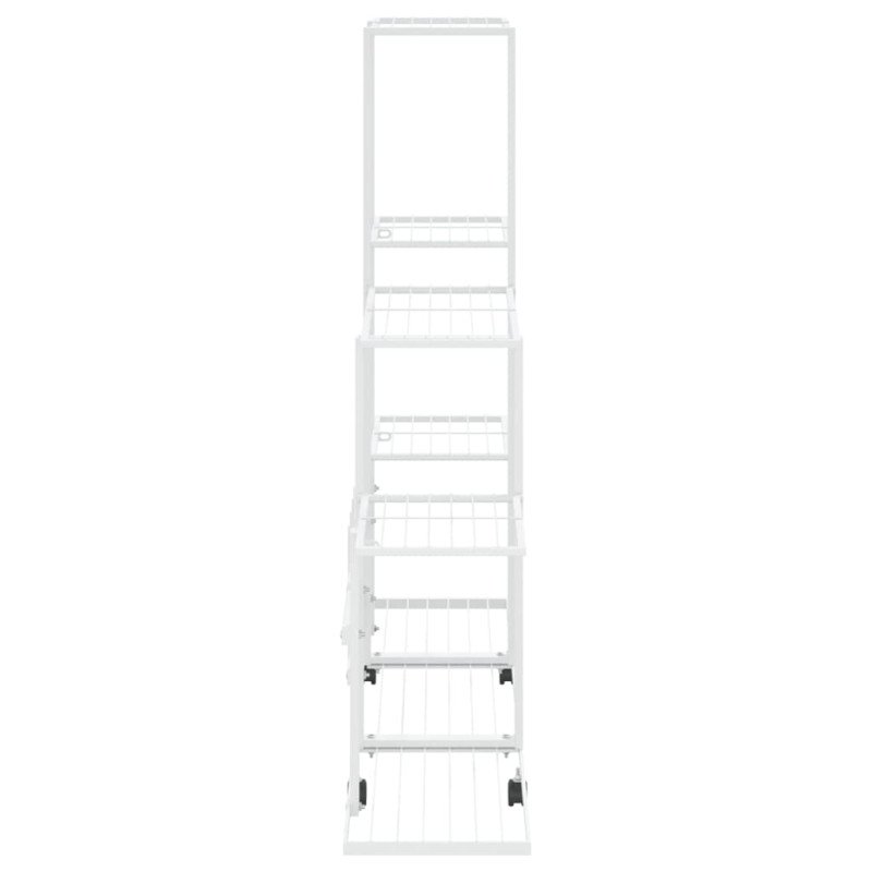 vidaXL Stojan na kvety s kolieskami 94,5x25x92,5 cm biely kovový