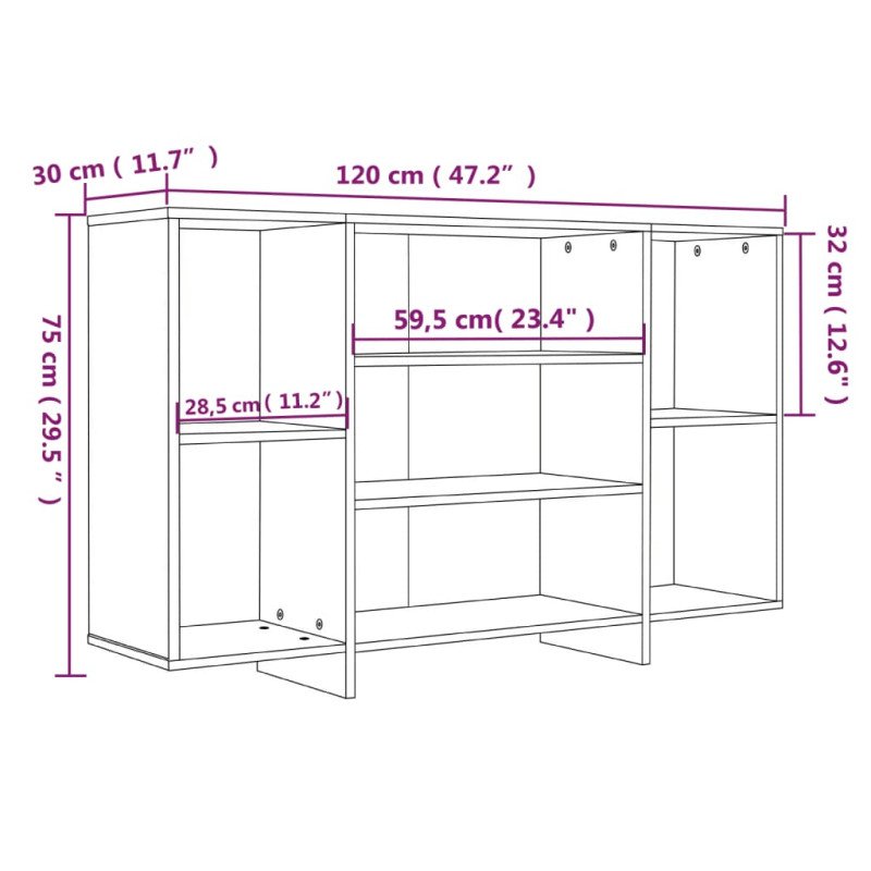 vidaXL Komoda biela 120x30x75 cm drevotrieska