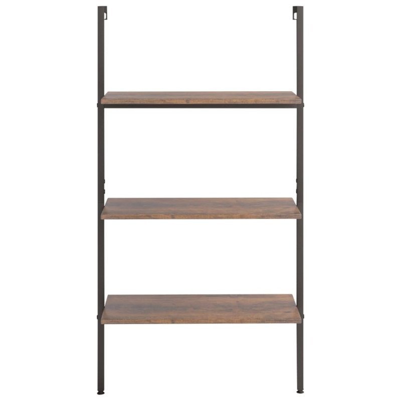 vidaXL Naklonený regál s 3 policami, tmavohnedo čierny 64x35x120,5 cm
