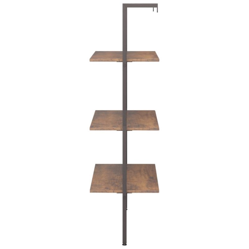 vidaXL Naklonený regál s 3 policami, tmavohnedo čierny 64x35x120,5 cm