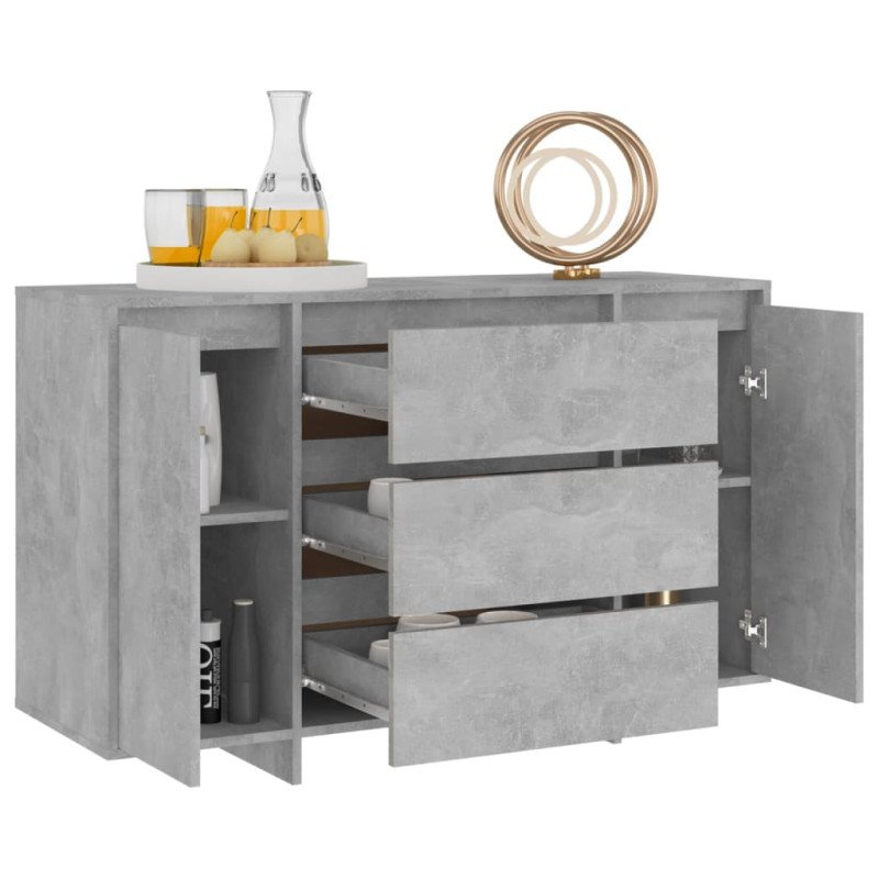 vidaXL Komoda s 3 zásuvkami betónová sivá 120x41x75 cm drevotrieska